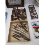 Collection old lead soldiers, battleships etc