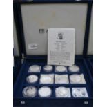 Case collection 12 commemorative silver proof coin incl. Australian examples HMS Victory Queen