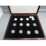 Cased set 12 1990 Endangered Wildlife miniature 25 dollar gold coins