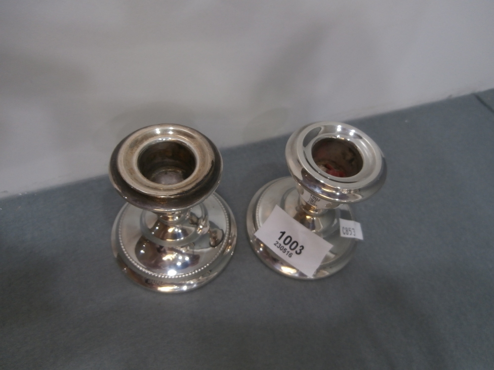 Pair small silver candle sticks Birmingham 1971 - Image 2 of 2