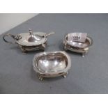 3 Piece silver cruet set Birmingham 1932