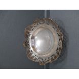Round foliate pierced silver fruit bowl on round foot Sheffield 1912 by Z.Barraclough & Sons Leeds