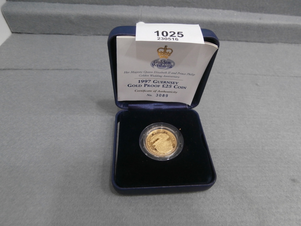 Cased 1997 Guernsey gold proof coin