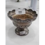 Round floral embossed silver pedal bowl - Birmingham 1902 maker HM