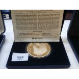 Cased set gold plated 1997 Golden Wedding silver proof coin weighing 5oz