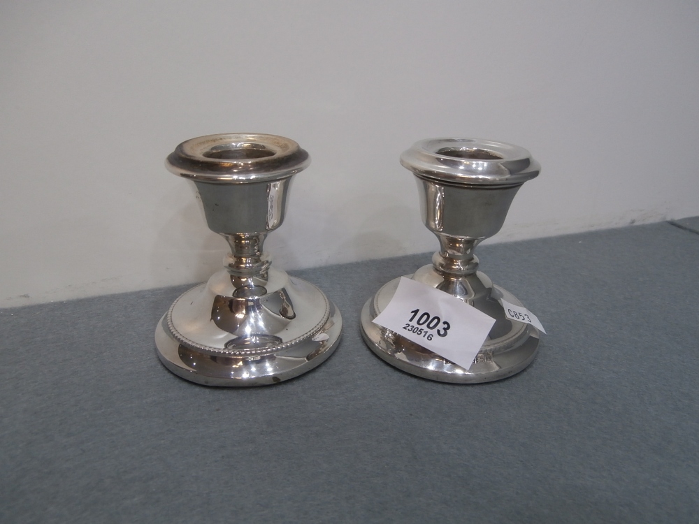 Pair small silver candle sticks Birmingham 1971