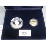 Cased pair of 1996 European football coins incl. a silver crown and gold proof £5 coin