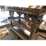 19th Century Chinese 3 tier carved rosewood buffet with pierced galleries, dragon detail and claw