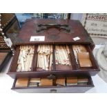 Vintage bone and bamboo Mah Jong set in wooden case