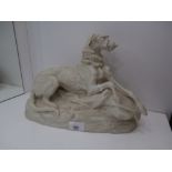 Parian ware model of an Irish Wolfhound ring 10'' high x 14'' long by Copeland