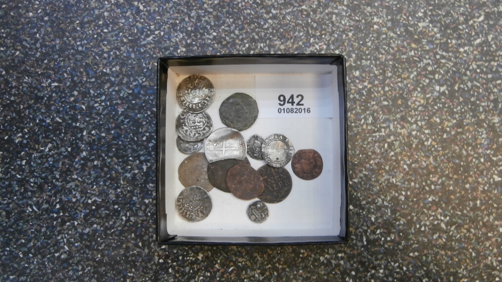 Collection of antique coinage incl. Edward I sixpence, Long Cross Henry III pennies, 1783 Prussian