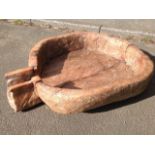 A large hardwood bowl, cut from a solid piece, with rectangular draining chanel - probably