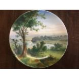 A nineteenth century Brownfield porcelain plate handpainted with a view from Richmond Hill, the