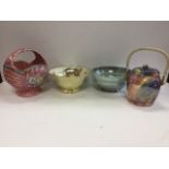 Three pieces of Maling - a storm lustre biscuit barrel & cover, an octagonal Golden Spray fruitbowl,