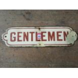 A cream & brown enamelled totem railway sign - Gentlemen. (20in)