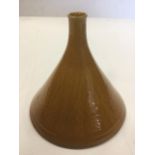 A Linthorpe vase of tapering funnel shape, with gothic patterns under amber glazed body - impress