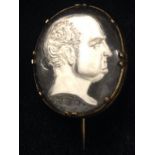 A nineteenth century intaglio classical bust of a gentleman, the silvered head possibly of a