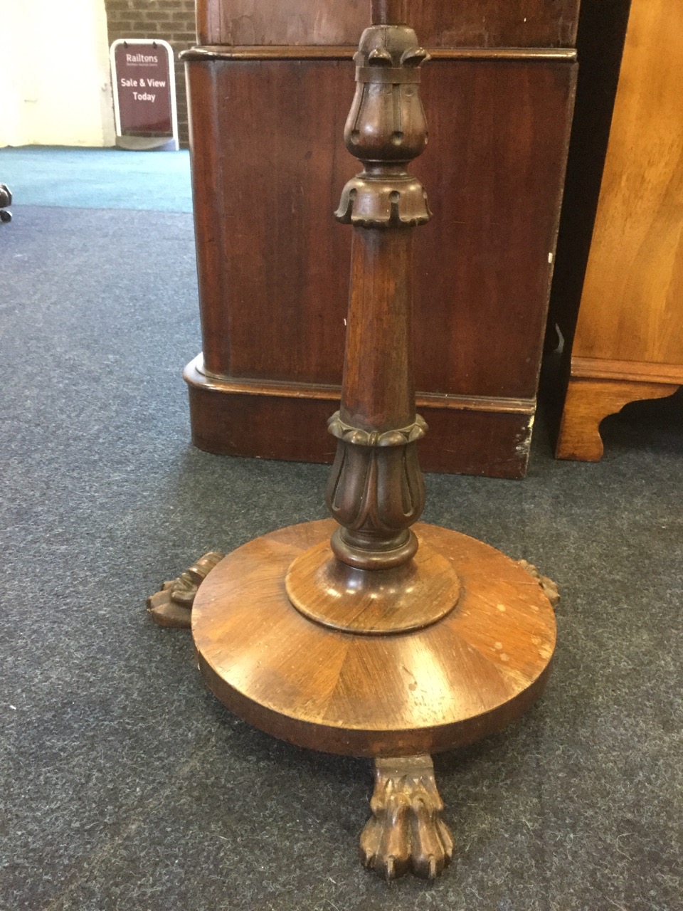 A George IV rosewood pole screen, with floral needlework panel in moulded frame having scroll carved - Image 2 of 3