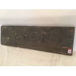 A rectangular wood sign, LNER with raised lettering. (28in)