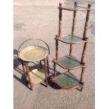 A nineteenth century campaign table with six folding legs beneath a tubular brass swing handle,