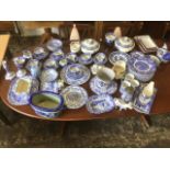 A large quantity of blue & white including a Spode teaset, Wedgwood, delft, a pair of