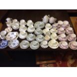 Miscellaneous part tea sets including Colclough, floral, white with gilding, Shelley, two teapots,