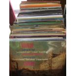 A box of LPs, mainly classical including opera, Bach, Hoffnung, Mahler, Vaughan Williams, Walton,