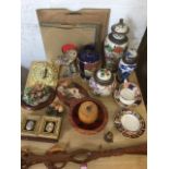 A miscellaneous lot including seven 78s, four oriental jars & covers, a Royal Crown Derby cabinet