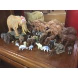 A collection of elephants - carved, ceramic, moulded, wood, onyx, soapstone, etc, (27)