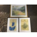 A pair of framed prints after Rodin; and a lithographic gilt framed print by Tony Heath depicting