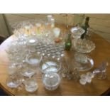 Miscellaneous glass including an Alnwick Brewery bottle, sets of glasses, fruit bowls, a
