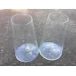 A pair of large glass tapering punch vases. (16in) (2)