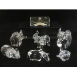 Swarovski crystal "Inspiration Africa" including a family of four elephants, two rhinos, and an