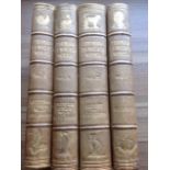 Thomas Bewick works, four volumes with leather spines published in the 1880s by Quaritch, the