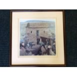 Alan Stones, Jarrod and the Bastle House, a coloured print, mounted & framed.