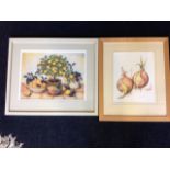 E Cameron, a signed & numbered still life print of onions, mounted & framed; and an Alexandra