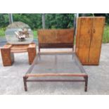 A deco walnut bedroom suite by Palatial Furniture, with dressing table, fitted compactum and