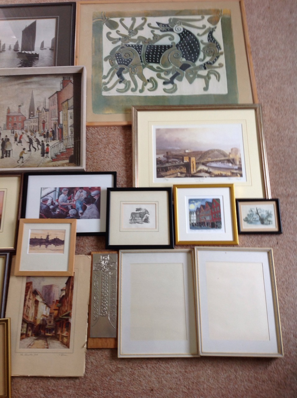 Miscellaneous framed pictures & prints including a signed Helen Stuart watercolour of Amble, - Image 3 of 3