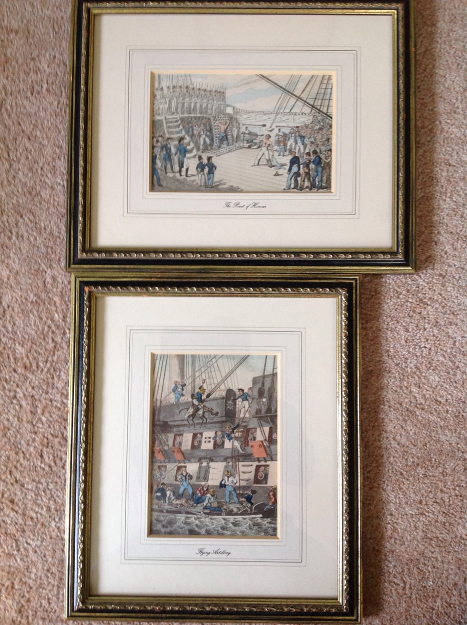 A set of four amusing handcoloured naval prints titled Crossing the Line, Flying Away, the Point - Image 3 of 3