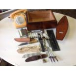 Miscellaneous collectors items including a Milbro pond yacht, a walnut box, novelty spoons, a door