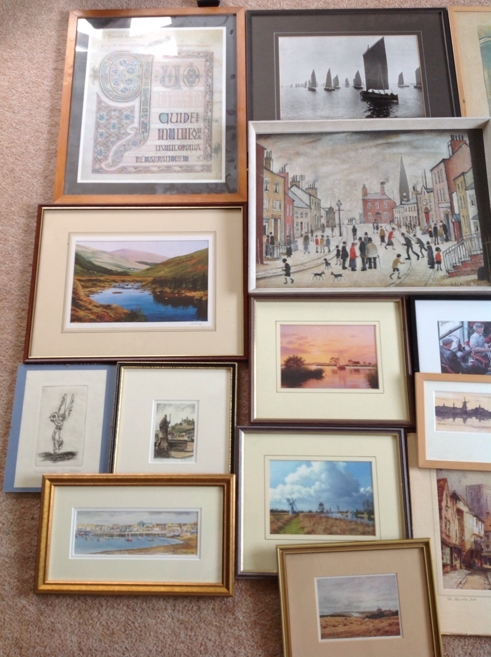 Miscellaneous framed pictures & prints including a signed Helen Stuart watercolour of Amble, - Image 2 of 3