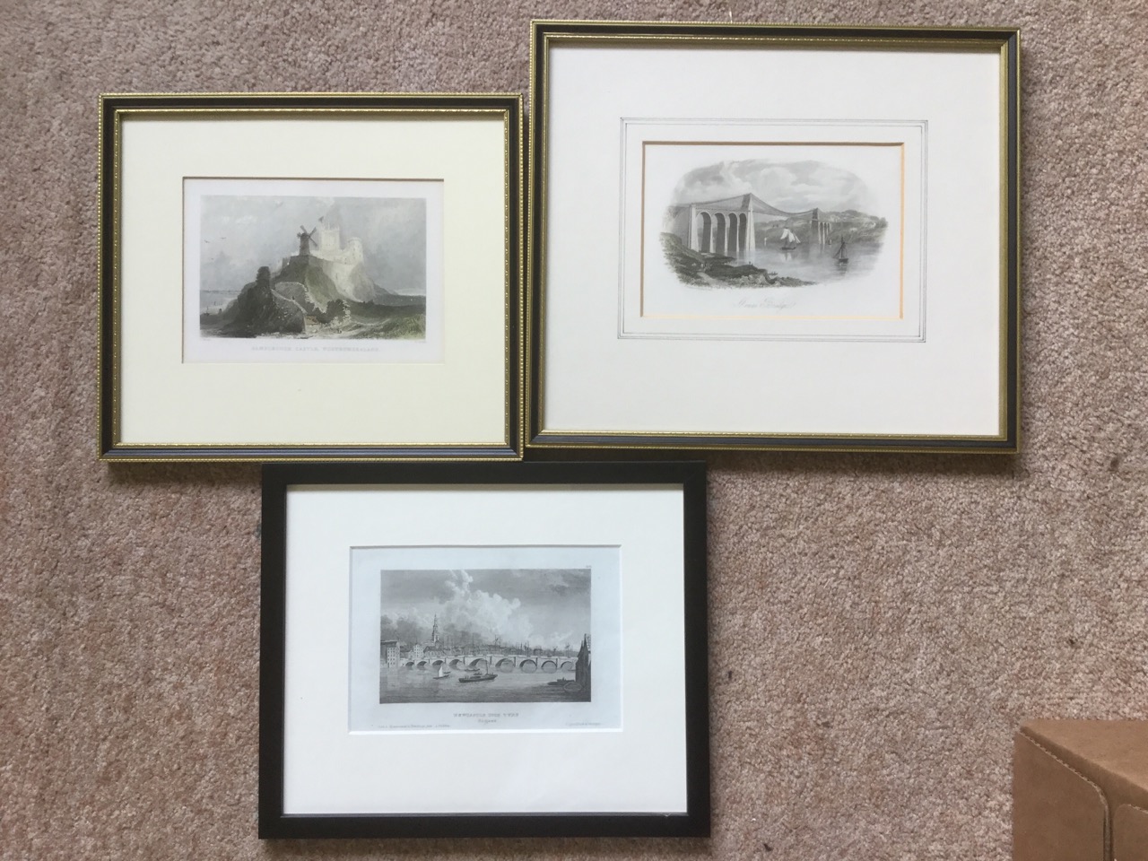 A collection of nineteenth century framed steel engravings - Newcastle, Bamborough, Menai Bridge, - Image 3 of 3