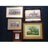 Miscellaneous equestrian prints including the famous racehorse Riddlesworth, a stable scene titled A