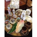 Miscellaneous ceramics including a pair of Clarice Cliff Celtic Harvest pattern jam pots with chrome