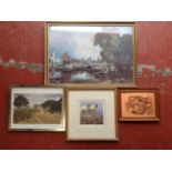 Miscellaneous pictures & prints including a photograph of St Abbs, sheep, a copper plate of
