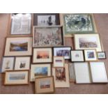 Miscellaneous framed pictures & prints including a signed Helen Stuart watercolour of Amble,