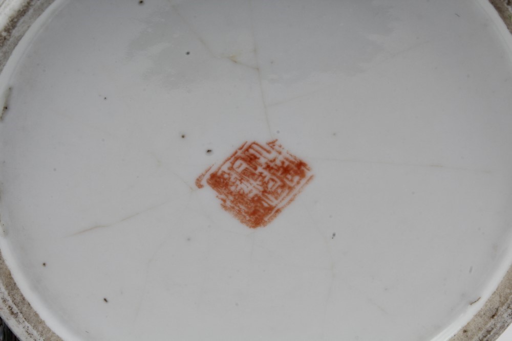 Late 19th century Chinese porcelain brush washer / ink pot of square form, - Image 3 of 5