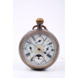 Late 19th / early 20th century Calendar Moon Phase pocket watch, with Swiss baton wind movement,