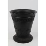 Early 20th century Wedgwood black basalt vase of tapered cylindrical form,