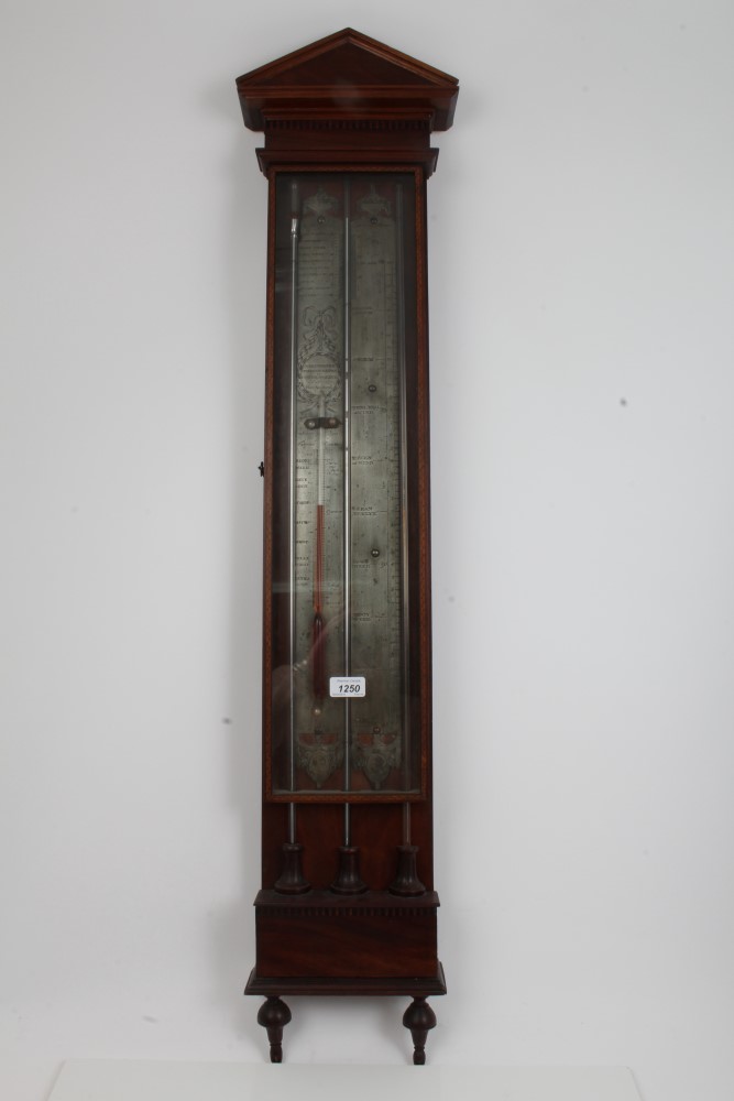 Early 19th century Dutch contra-barometer with twin mercury systems and an alcohol thermometer,